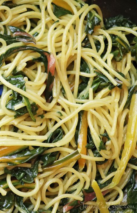 Swiss Chard Pasta Vegan, Pasta With Swiss Chard, Swiss Chard And Pasta Recipes, Swiss Chard Recipes Pasta, Cooking With Swiss Chard, Chicken And Swiss Chard Recipes, Recipes Using Swiss Chard, Green Chard Recipes, Swiss Chard Stir Fry