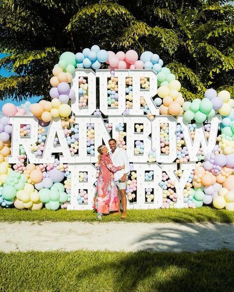 Rainbow Theme Gender Reveal, Rainbow Gender Reveal Ideas, Rainbow Baby Gender Reveal Ideas, Rainbow Gender Reveal Party, Rainbow Baby Gender Reveal, Rainbow Gender Reveal, Rainbow Theme Baby Shower, Rainbow Baby Shower Theme, Christening Balloons