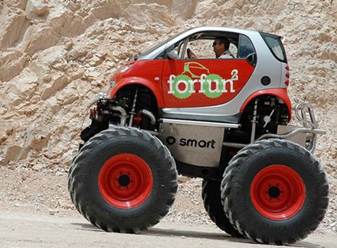 Smart Monster Truck? Lexus Sc 430, Smart Car Body Kits, Ferrari Dino, Pontiac Fiero, Mercedes Benz Unimog, Big Wheels, Tiny Cars, Ferrari California, Smart Fortwo