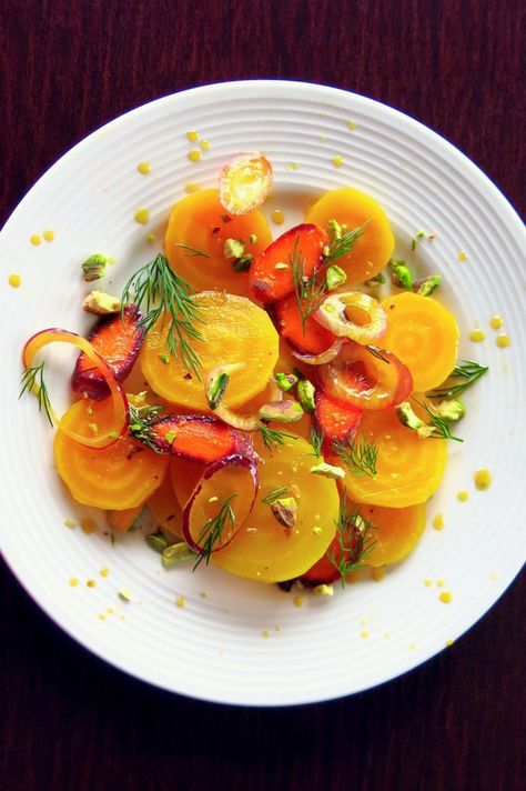 Golden Beets Recipe, Golden Beet Salad, Cippolini Onions, Golden Beets Salad, Salad With Carrots, Beets And Carrots, Golden Beets, Beet Recipes, Beet Salad