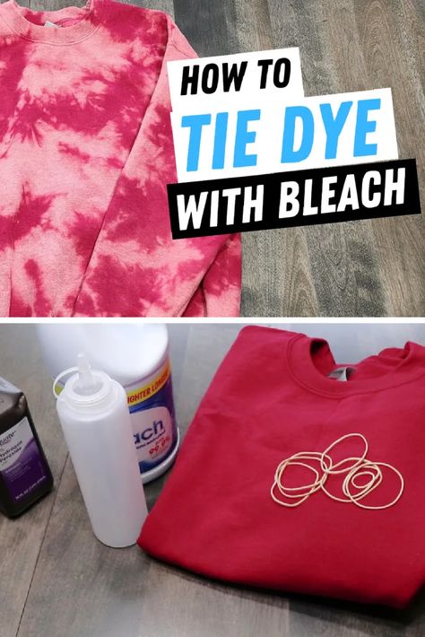 Tie Die Diy, Tie Dye With Bleach, Reverse Tye Dye, Tie Dye Sheets, Diy Tie Dye Shirts, Hot Pink Shirt, Make A Tie, Dye Patterns, Tie Dye Crafts