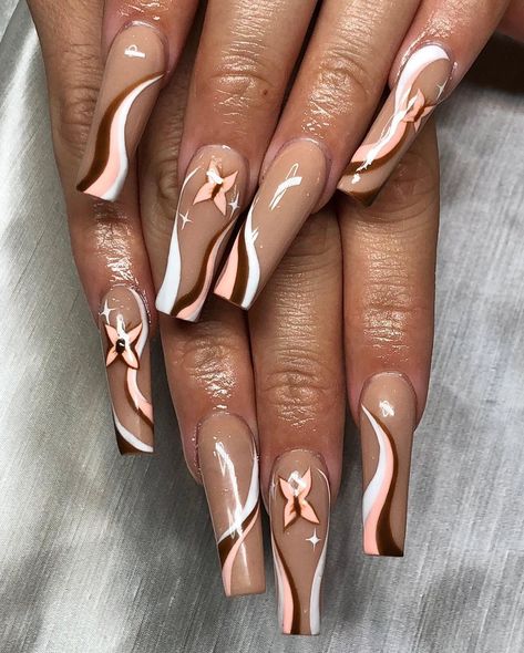 White And Brown Nails, Cute Pumpkin Designs, Nail Room Ideas, Fall Color Trend, Brown Acrylic Nails, Nails Holiday, Brown Nail, Fall Nail Ideas, Brown Nails Design