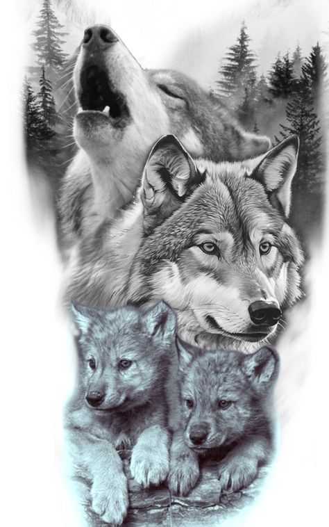 Wolf Cub Tattoo Design, Wolf Pack Tattoo, Celtic Wolf Tattoo, Wolf Tattoo Forearm, Daisy Tattoo Designs, Mother Son Tattoos, Cubs Tattoo, Crazy Tattoos, Wolf Tattoo Sleeve