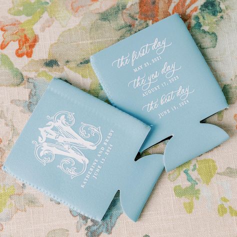 The First Day The Yes Day The Best Day Make your wedding day details special and customized for YOU! We love designing these keepsakes for our bride and groom! Wedding Planner: @courtneyburtonevents LFS Bride: @katbakerwhite Photography: @madisonmartinphotography #weddingkoozies #weddingkoozie #weddingdrinks #thebestday #weddingdaydetails #weddingday Yes Day, Wedding Day Details, Wedding Dr, Wedding Koozies, Fine Stationery, The Best Day, Love Design, Bride And Groom, First Day