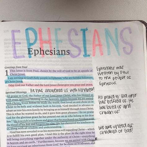 the loving bible | bible studies & christian shop on Instagram: "the book of Ephesians was written by Paul in AD 60-62 to Christians in Ephesus. Paul wrote Ephesians from a prison in Rome. Ephesians mainly outlines about how to live for Jesus and to help encourage the reader in their spiritual walk.   Paul starts the letter by giving praise to God, for He has blessed us with every spiritual blessing. We praise God for his grace and kindness. In only Him, we find eternal life.  "Furthermore, because we are united with Christ, we have received an inheritance from God, for he chose in advance and he makes everything work out according to his plan." Ephesians 1:11  Paul thanks God for the Ephesians' strong faith in Jesus. Paul prays that their hearts will be given spiritual wisdom so they may Bible Study Ephesians, Praise To God, Book Of Ephesians, Only Him, Thanks God, Ephesians 1, Strong Faith, Bible Studies, Spiritual Wisdom