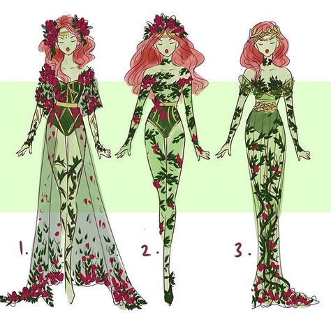 Poison Ivy Kostüm, Hannah Alexander Artwork, Hannah Alexander, Ivy Cosplay, Deku Cosplay, Ivy Costume, Poison Ivy Cosplay, Poison Ivy Costumes, Sketches Dresses