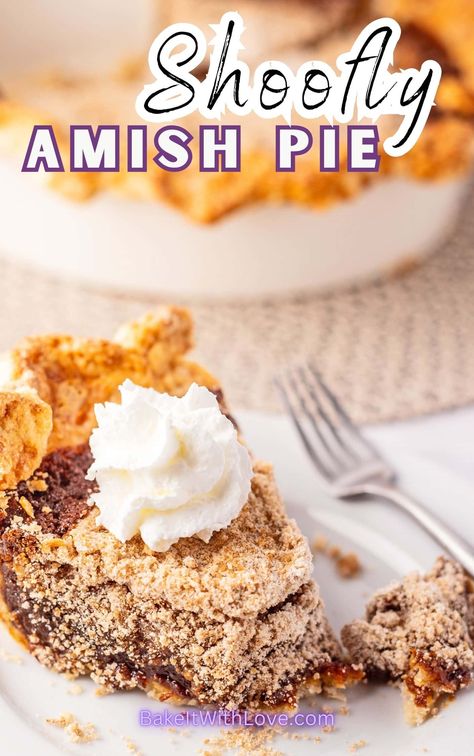 My delicious shoofly pie features a sweet molasses-based filling and a cinnamon brown sugar streusel topping. It's a classic Amish wet-bottom pie that is beginner-friendly and easy to make. This dessert can be prepared up to two days in advance, making it the perfect make-ahead treat. Follow Angela at BIWL for more sweet desserts! BakeItWithLove.com #pie #dessert #easyrecipes #sweets #molasses Shoofly Pie Recipe, Amish Pie, Text Header, Shoofly Pie, Popular Pies, Holiday Pies, Amazing Desserts, Smoothie Drink Recipes, Cinnamon Brown