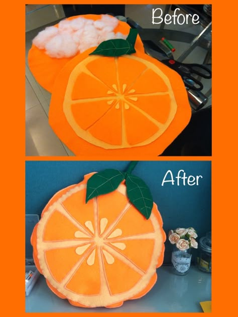 Homemade Orange Fruit Costume//Felt Orange Fruit Costume Diy, Orange Fruit Costume, Diy Fruit Costume, Diy Costumes For Kids, Fruit Fancy Dress, Orange Costume, Old Halloween Costumes, Fruit Costumes, Fruit Diy