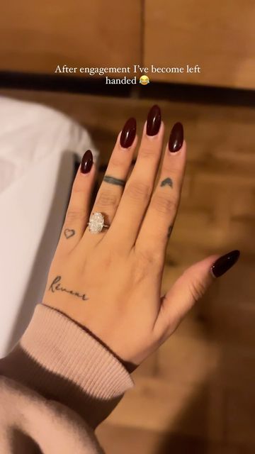 Mrunal Panchal Tattoo, To Do Tattoo, Mrunal Panchal, Small Words Tattoo, Engagement Rings On Finger, Words Tattoo, Ring Tattoo Designs, Simple Tattoos For Women, Wedding Captions