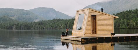 floating cedar sauna immerses nimmo bay's guests in the wilderness of british columbia Great Bear Rainforest, Floating Architecture, Glass Pavilion, Eco Hotel, Sustainable Community, Relax Spa, Hotel Suites, Immersive Experience, Beautiful Lakes