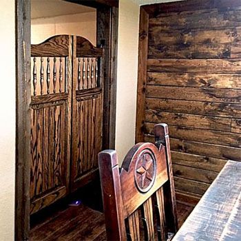 Swinging Doors Kitchen, Saloon Doors Swinging, Swinging Cafe Doors, Cafe Doors, Craftsman Doors, Saloon Doors, Pool Table Room, Western Saloon, Windsor House