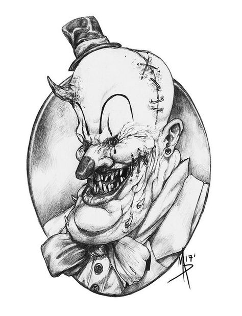 Creepy Clown Drawing, Horror Art Dark Sketch, Creepy Clown Art, Scary Clown Drawing, Creepy Clown Pictures, Clown Drawing, October Is Here, Creepy Drawings, Creepy Tattoos