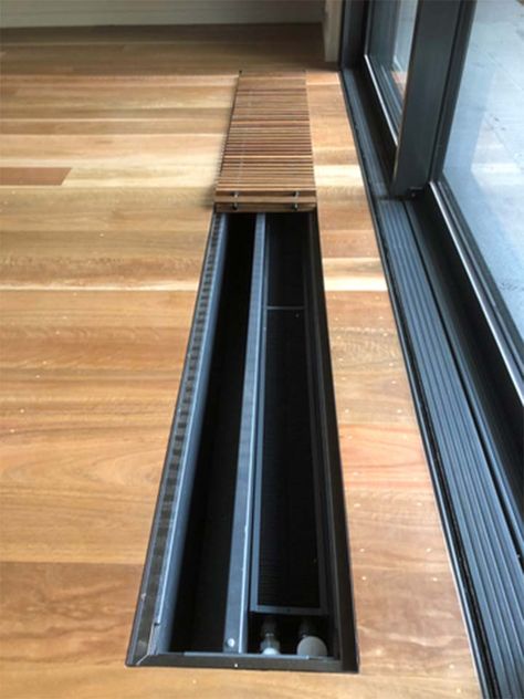 Trench Heating Melbourne, Trench Convectors, Floor Trench Heating - Cambro Rain Screen Cladding Detail, Large Sliding Doors, Installing Heated Floors, Floor Heating Systems Water, Hydronic Heating Systems, Central Heating Radiators, Baseboard Heating, Hydronic Heating, Sliding Door Design