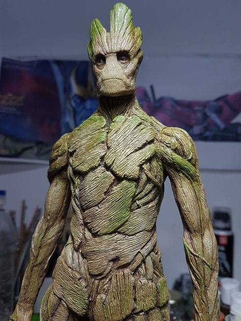 Groot, Ocampo Lopez Pablo Andres on ArtStation at https://www.artstation.com/artwork/2vxkY Groot Guardians, Palm Frond Art, Groot Marvel, Marvel Moon Knight, Emperors New Clothes, Cartoon Cosplay, Homemade Oil, I Am Groot, Cosplay Diy