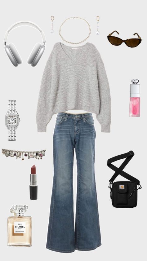 Jeans Grey, Grey Jeans, Flared Jeans, How To Style, Flare Jeans, Grey