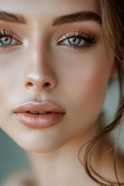 Blue Eye Bridal Makeup Natural Looks, Amy Adams Makeup Looks, Wedding Day Makeup Brunette, Bridal Makeup For Blue Eyes Brown Hair, Wedding Makeup Ideas For Hazel Eyes, Natural Glam Blue Eyes, Fall Bridal Makeup For Green Eyes, Pale Wedding Makeup, Wedding Makeup For Blue Green Eyes