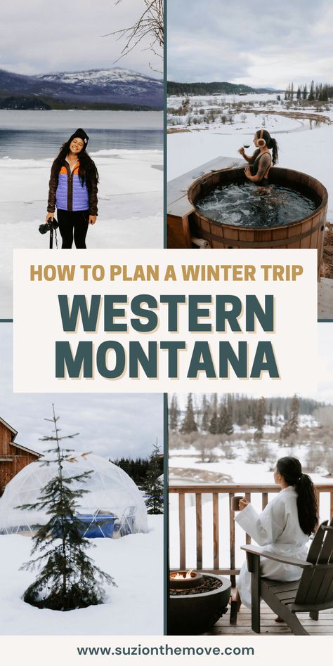 Discover the ultimate Western Montana winter itinerary! Explore snowy landscapes, hot springs, and fun outdoor adventures. — montana winter travel guide | montana winter things to do | montana winter aesthetic | montana winter photography | places to visit in montana in winter | what to do in montana in winter Montana Winter Outfits, Montana In Winter, Things To Do In Montana, Montana Aesthetic, Montana Winter, Photography Places, Western Montana, Excited Dog, Montana Travel