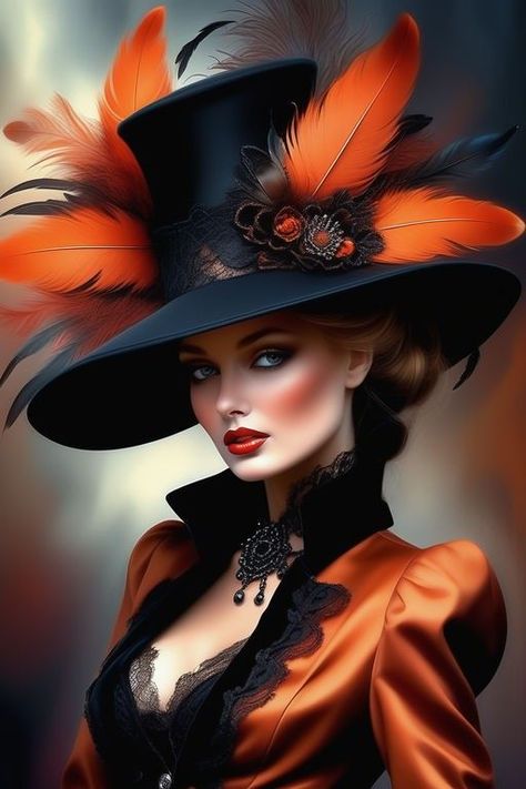 ♔ Les Chapeaux Générés par l'IA Art Deco Portrait, Victorian Era Dresses, Dragon Artwork Fantasy, Gothic Fantasy Art, Classic Style Outfits, Crazy Hats, Victorian Dolls, Royal Outfits, Steampunk Design