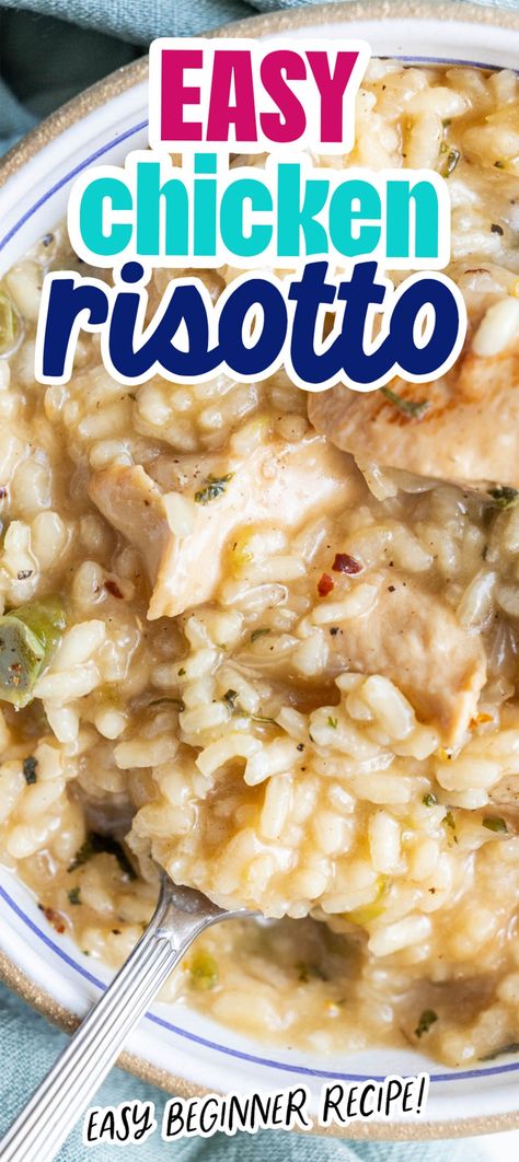 Easy Chicken Risotto Recipe Chicken Risotto Casserole, Chicken Risotto Crockpot, Easy Chicken Risotto Recipes, Risotto And Chicken Recipes, Easy Chicken Risotto, Chicken Risotto Recipes Easy, Rosoto Recipes Risotto Easy, Rissoto Chicken Recipes, Corn Risotto Recipes