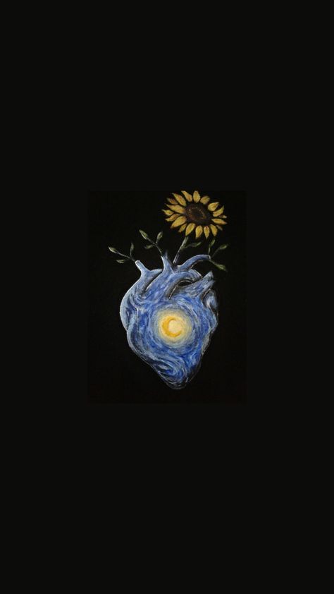 Van Gogh Art Wallpaper Iphone, Dark Van Gogh, Arte Van Gogh Wallpaper, Van Gogh Sunflowers Wallpaper, Girasoles Van Gogh, Van Gogh Heart, Wallpaper Van Gogh, Sunflower Van Gogh, Dark Sunflower