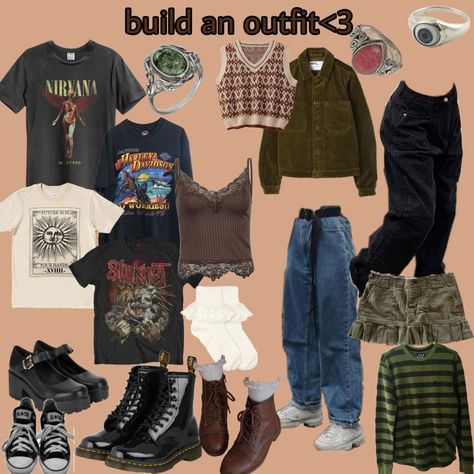 #grunge #fashion #aesthetic #darkacademia Real Grunge Outfits 90s, Grunge Outfits Colorful, Teen Grunge Outfits, First Day Of School Outfit Grunge, Dark Artsy Aesthetic Clothes, 80s Grunge Aesthetic Outfits, Grunge Outfit Board, Grunge Inspo Outfit, 80’s Grunge