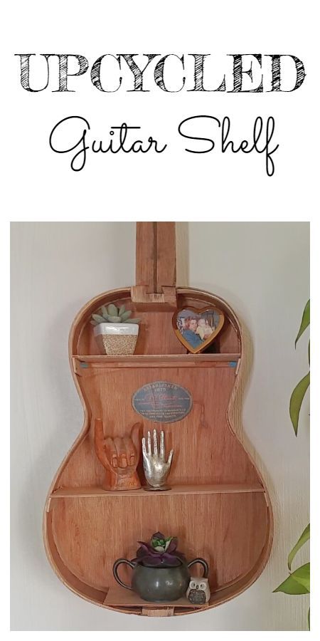 Upcycled Guitar Shelf - 7 Days of Thrift Shop Flips - Day One! Thrift Flips Decor, Guitar Cupboard, Diy Thrift Flip Decor, Thrift Flip Furniture, Thrift Flipping, Thrift Flip Decor, Palette House, Thrift Upcycle, Thrift Diy