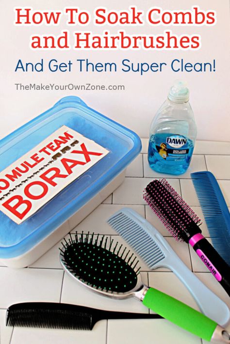 Cleaning Hair Brushes How To, Clean Hairbrush Diy, How To Deep Clean Hair Brushes, Clean Hair Brushes How To, Clean Hairbrush Buildup, How To Clean Hair Brushes, How To Clean Combs, Hairbrush Cleaning, Borax Cleaning