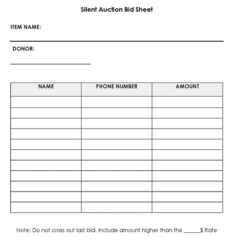 Free Bid Sheet Templates (Silent Auction) - Word, Excel, PDF Silent Auction Bid Sheets Printable Free, Silent Auction Bid Sheets, Charity Work Ideas, Raising Money, Charity Work, Silent Auction, Work Ideas, How To Raise Money, Family Reunion