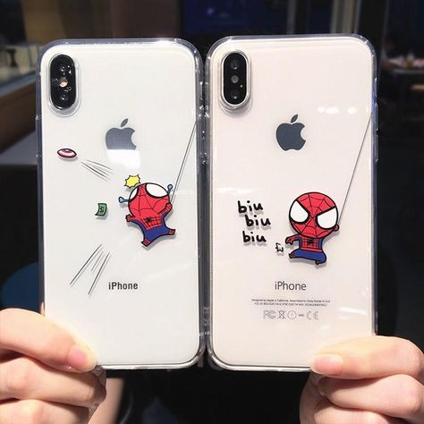 Spiderman Transparent, Cute Spiderman, Iphone 7 Design, Spiderman Phone Case, Cartoon Spiderman, Spiderman Gifts, Matching Phone Cases, Creative Iphone Case, Pretty Phone Cases