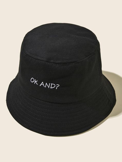 Bucket Hat Ideas, Cute Bucket Hats, Bucket Hat Fashion, Hat Aesthetic, Bucket Hat Women, Bucket Hat Black, Hat Ideas, Letter Embroidery, Cute Hats