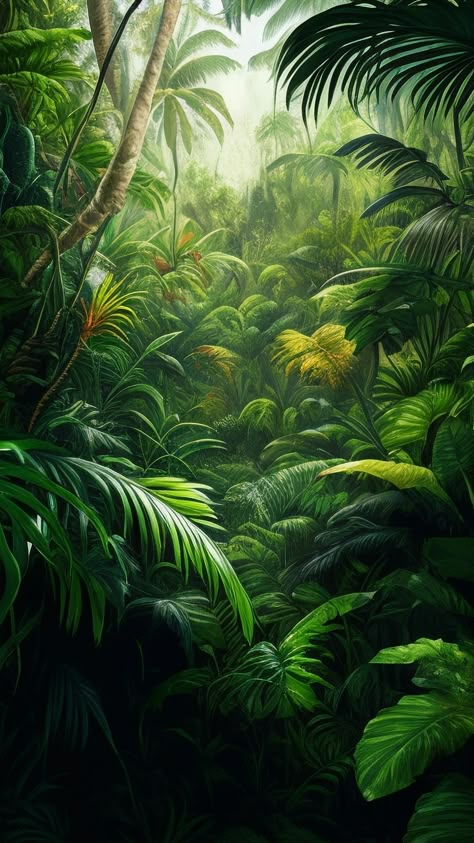 Jungle Landscape Drawing, Jungle Images Wallpapers, Jungle Scene Painting, Jungle Background Drawing, Jungle Tree Tattoo, Jungle Concept Art, Rainforest Mural, Tropical Forest Wallpaper, Indian Jungle