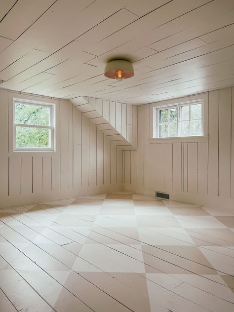 Painted Wood Floors Pattern, Harlequin Wood Floor, Harlequin Painted Floor, Checkerboard Wood Floor, Checkered Painted Floor, Painted Cement Floors Basement, Painted Wood Floors Ideas Bedrooms, Painted Wood Floors Kitchen, Check Flooring