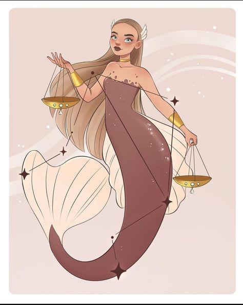 Libra Mermaid, Libra Images, Mermaid Artwork, Mermaid Illustration, Zodiac Art, Libra Zodiac, Sign I, The Bad, Zodiac Signs