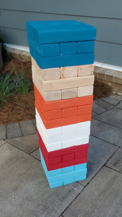 Home Depot Colors, Giant Jenga Game, Jenga Game, Giant Jenga, Cherries Jubilee, Easy Build, Auction Projects, Easy Backyard, Indoor Games