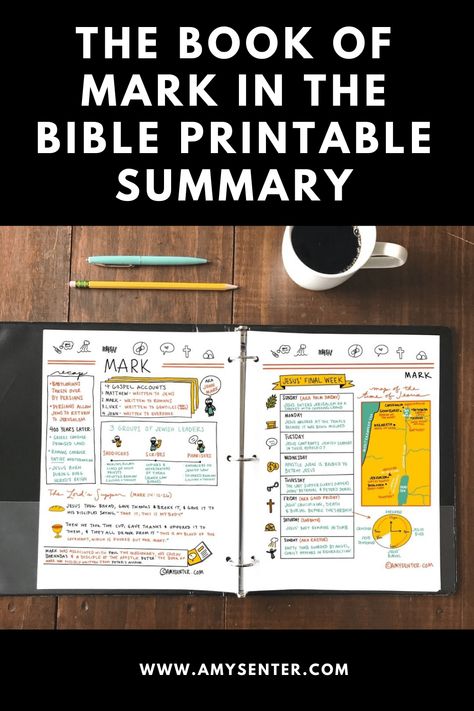 Mark Bible, Bible Summary, Printable Outline, Gospel Of Mark, Learn The Bible, Personal Bible Study, Bible Journaling Ideas Drawings, Bible Journal Notes, Bible Book