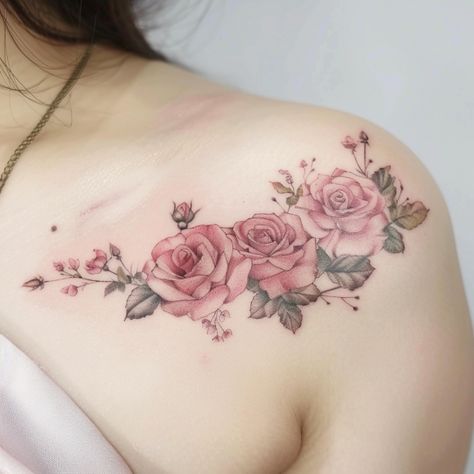 50 Vintage Aesthetic Tattoos For Women That Are Totally Timeless Pink Roses Tattoo, Aesthetic Tattoos For Women, Vintage Rose Tattoo, Pink Rose Tattoo, Vintage Aesthetic Tattoos, White Rose Tattoo, Rose Tattoo On Back, Vintage Flower Tattoo, Watercolor Rose Tattoos