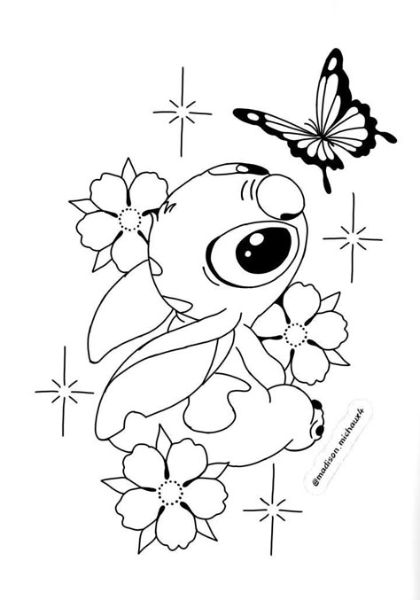 Stitch Drawing Outline, Stitch Coloring Pages For Kids, Stitch Tattoo Outline, Stitch Colouring Pages, Stitch And Angel Drawing, Stitch And Angel Coloring Pages, Stitch Coloring Pages Free Printable, Angel Stitch Disney, Hello Kitty Princess