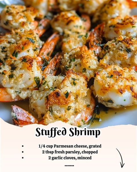 Stuffed Shrimp Recipes, Shrimp Meals, Stuffed Shrimp, Large Shrimp, Monterey Jack, How To Cook Shrimp, Chinese Restaurant, Parmesan Cheese, Southern Recipes