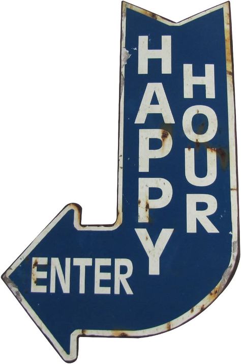 Amazon.com: UDP Treasure Gurus Big Happy Hour Enter Curved Arrow Vintage Metal Sign : Home & Kitchen Curved Arrow, Olive Wood Cross, Kids World Map, Map Murals, Arrow Signs, Gag Gifts Funny, Chalkboard Signs, Rustic Signs, Backyard Fun