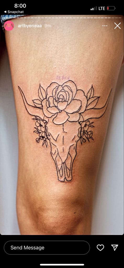 Fine Line Bull Skull Tattoo, Native American Flowers Tattoo, Longhorn Tattoo With Flowers, Bull Head Tattoo Women, Cowgirl Tattoos For Women, Longhorn Skull Tattoo Women, Taurus Skull Tattoo, Longhorn Skull With Flowers, Cow Skull Tattoo Flowers