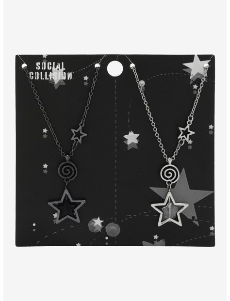 Black Star Jewelry, Matching Jewelry For Best Friends, Matching Things, Star Swirl, Best Friend Matching, Matching Stuff, Aesthetic Artsy, Star Shopping, Flower Rainbow