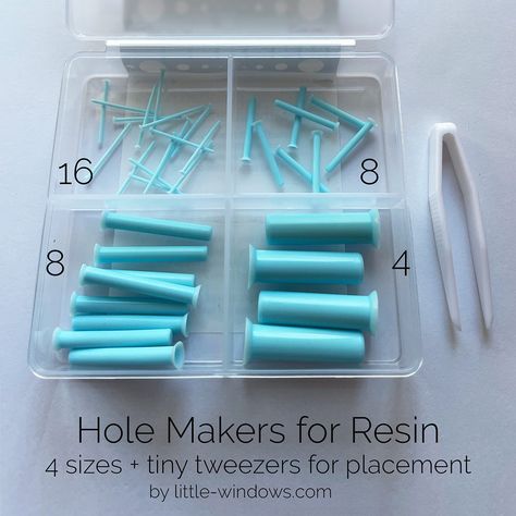 Another amazing resin art and crafts supply! Now you can make holes in your resin creations without drilling! Place them anywhere you want, then pour resin. Make as many holes as you need. NOTE: The 2 placement tubes for the smaller Hole Makers have been replaced with a pair of tiny tweezers for easy, accurate positioning. Depending on when you place your order, you will get either placement tubes or tiny tweezers. Range of sizes perfect for jewelry, buttons, ornaments, handles, and more! THIS S Silicone Molds For Resin, Resin Works, Jeweled Picture, Amazing Resin, Resin Art Supplies, Epoxy Crafts, Bob Weir, Resin Creations, Resin Crafts Tutorial