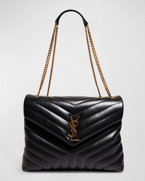 Saint Laurent Loulou Medium YSL Shoulder Bag in Quilted Leather Ysl Loulou Bag, Ysl Chain, Saint Laurent Handbags, Ysl Logo, Saint Laurent Bag, Womens Crossbody Bag, Chain Shoulder Bag, Perfect Bag, Quilted Leather