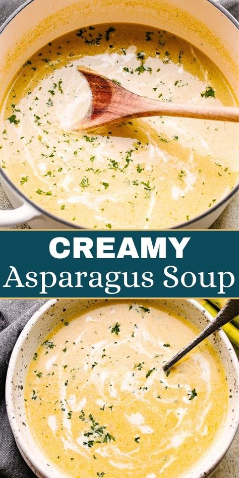 This cream of Asparagus Soup recipe is both light and fresh, whipped up with just a few ingredients and ready in about 30 minutes. Enjoy it as a main dish, or kick off an elegant meal with it as your starter. Creamy Asparagus Soup, Keto Asparagus, Sauteed Asparagus, Asparagus Recipes Oven, Best Asparagus Recipe, Cream Of Asparagus Soup, Grilled Asparagus Recipes, Creamed Asparagus, Asparagus Recipes Baked