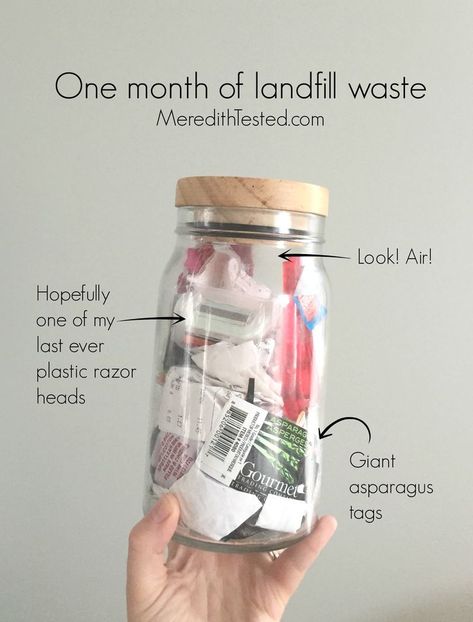 MeredithTested.com : Why I am quitting the jar. Photo from April 2016 - One Month of Landfill Waste Garbage Trash Jar. Waste Free Living, Cleaning Your Colon, Zero Waste Swaps, Environmentally Friendly Living, Landfill Waste, Camper Hacks, Plastic Free Living, Zero Waste Kitchen, Waste Free