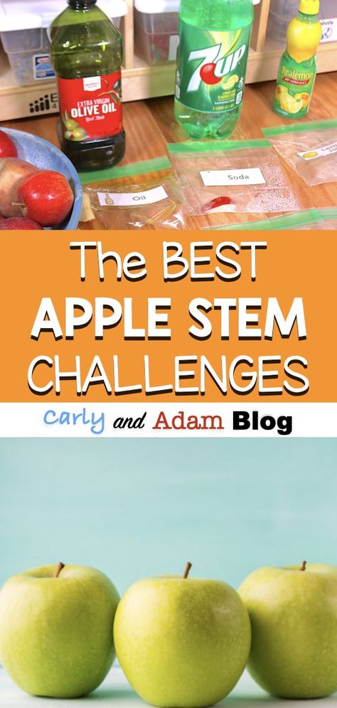 This fall, don’t just teach the standards. Engage your elementary students in hands-on STEM challenges and real-world science experiments with apples! Spice up your lesson plans with these top 4 apple science activities. #STEM #ElementarySTEM Apple Science Activities, Apple Experiment, Stem Challenges For Kids, Fall Stem Challenges, Steam Activities Elementary, Apple Science Experiments, Apple Science, Fall Stem Activities, Challenges For Kids