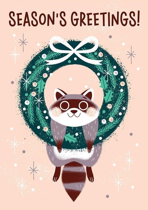 Rabbit Christmas Illustration, Animal Christmas Illustration, Christmas Owl Drawing, Christmas Illustration Cute, Christmas Animal Illustration, Winter Animal Illustration, Procreate Christmas Cards, Christmas Animals Illustration, Funny New Year Pictures