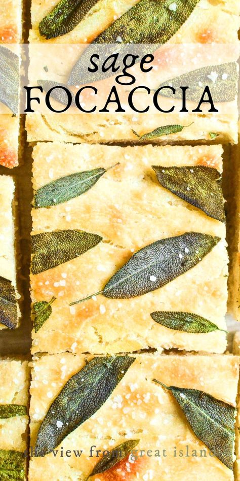 Sage Focaccia, Crisp Topping, Foccacia Bread, Sage Recipes, Chewy Bread, Best Meatballs, Italian Recipes Dessert, Focaccia Recipe, Fresh Sage