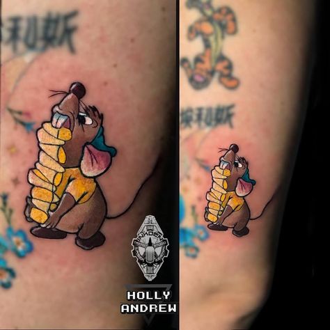 Cinderella Inspired Tattoos, Disney Hip Tattoo, Disney Back Tattoo, Gus Gus Tattoo, Disney Half Sleeve Tattoo, Disney Leg Sleeve, Disney Traditional Tattoo, Disney Character Tattoos, Jungle Book Tattoo