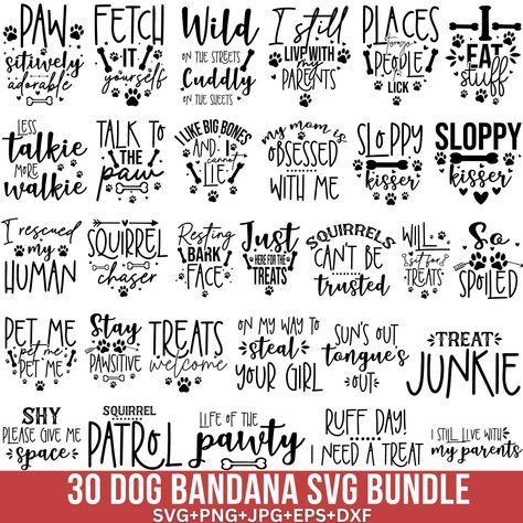 Dog Bandana Cricut, Funny Dog Bandana Sayings, Cute Dog Sayings, Dog Bandana Sayings, Dog Bandana Svg, Bandana Svg, Service Dogs Gear, Dog Mom Svg, Cricut Svg Files Free